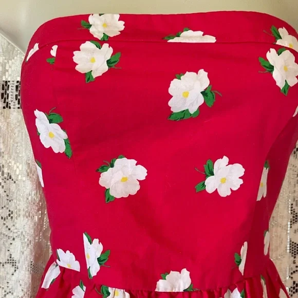 Vintage red floral strapless top small - Picture 4 of 6